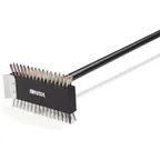 image of Carlisle 4029000 Sparta Broiler Master Brush – 30‑1/2" Wood Handle, 1" Stainless Bristles, Scraper