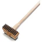 image of Carlisle 4029400 Double Broiler King Brush, 48"L, Dual-Sided Heads, Steel Bristles, Hardwood Handle