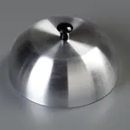 image of Carlisle 60103 Grill Basting Cover, 6" dia., Aluminum, Bakelite Knob, Dishwasher Safe