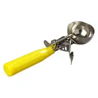 image of Carlisle 60300-20 Disher, 2 oz Bowl, Ribbed Yellow Handle, Stainless Steel, NSF - 1/Each