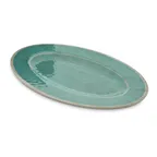 image of Carlisle 6402015 - Grove Oval Plate, 12" x 8" Wide Rim, Melamine Aqua Blue, NSF BPA Free