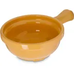 image of Carlisle 700622 Handled Soup Bowl, 8‑Oz, 4" Diameter, Stackable, SAN/Polycarbonate, Yellow, BPA‑Free