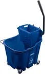 image of Carlisle 8690414 OmniFit Mop Bucket Combo, 35 Qt Blue Side‑Press Wringer, Plastic - 1/Each