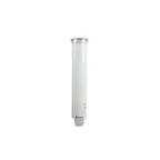 image of Carlisle C4160WH Wall Mount Cup Dispenser, 16" Tube, Plastic White, 3‑4.5oz Cones & 3‑5oz Flat Cups