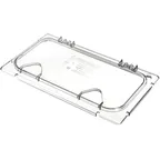 image of Carlisle CM10279Z07 EZ Access Lid, 1/3 Size, Clear Poly, Hinged, Single Notch, Peg Hole & Handle