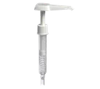image of Carlisle CM103502 Syrup Pump, 0.5 or 1 oz, 5" Dip Tube, White, BPA Free, Plastic