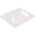 image of Carlisle CM112807 Food Pan Lid, 1/6-size, Clear Acrylic, Molded Handle, Dishwasher Safe