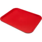 image of Carlisle CT141805 Red Rectangular Cafeteria Tray, 17-7/8"L x 14"W x 15/16"H, Polypropylene