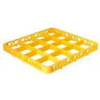 image of Carlisle RE16C04 OptiClean™ Divided Glass Rack Extender, Full-Size 16-Compartment (4-7/16" x 4-7/16"), Yellow Textured Double-Wall Polypropylene with Positive Stacking & Four-Way Tracking