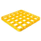 image of Carlisle RE25C04 OptiClean Divided Glass Rack Extender, Full-Size 25 Compartments (3-1/2" x 3-1/2"), Yellow, Double-Wall Reinforced Polypropylene, Textured Finish, 1.57" Inside Height, Positive Stacking & Four-Way Tracking
