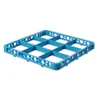 image of Carlisle RE914 OptiClean Divided Glass Rack Extender, Full-Size 9-Compartment (5-13/16" x 5-13/16"), Blue Textured Polypropylene with Positive Stacking & Four-Way Tracking