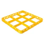 image of Carlisle RE9C04 OptiClean Divided Glass Rack Extender, Full-Size, 9 Compartments (5-13/16" x 5-13/16"), Yellow, Textured Finish, Double-Wall Reinforced Polypropylene, 1.57" Inside Height