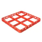 image of Carlisle RE9C24 OptiClean Divided Glass Rack Extender, Full-Size, 9 Compartments (5-13/16" x 5-13/16"), Color-Coded Orange, Double-Wall Reinforced Polypropylene, Textured Finish, 1.57" Height