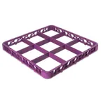 image of Carlisle RE9C89 OptiClean Divided Glass Rack Extender, Full-Size 9-Compartment (5-13/16" x 5-13/16"), Lavender Textured Double-Wall Polypropylene with Four-Way Tracking & Positive Stacking