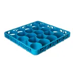 image of Carlisle REW20L14 OptiClean™ NeWave™ Glass Rack Extender, Full-Size 20-Compartment (4-7/16" x 4-7/16"), Double-Wall Reinforced Polypropylene, Textured Carlisle Blue, Positive Stacking & Four-Way Tracking, 4-3/4" Inside Height