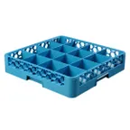 image of Carlisle RG1614 OptiClean™ Dishwasher Glass Rack, 16-Compartment (4-7/16" x 4-7/16"), Blue Polypropylene, Textured Finish, 4-3/16" Max Dia., 3-1/4" Height, Double-Wall, Quick Draining, Positive Stacking, Comfort Curve Handles