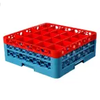 image of Carlisle RG25-2C410 OptiClean Dishwasher Glass Rack, 25‑Compartment (3.5" x 3.5"), Red/Blue, NSF Certified