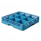image of Carlisle RG914 Dishwasher Glass Rack, 9‑Compartment Blue, 5‑9/16" dia, 3‑1/4" height, Quick Drain