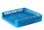 image of Carlisle RSP14 OptiClean Dishwasher Bakery Tray/Sheet Pan Rack, 3-1/4" Inside Height, Polypropylene Textured Blue, Double-Wall, Angled Wire Inserts, 4-Sided Comfort Handles, NSF