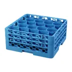image of Carlisle RW20-214 OptiClean NeWave Glass Rack, 20 Rounded Compartments, 3 Sure-Lock Extenders, Holds Glasses up to 3-9/16" Diameter & 8-1/2" Height, Polypropylene, Textured Blue, NSF Certified, BPA Free, Made in USA