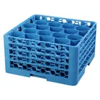 image of Carlisle RW20-314 OptiClean™ NeWave™ Glass Rack with 20 Rounded Compartments, 3-9/16" Diameter Capacity, 10-1/4" Height, Blue Polypropylene Textured Finish, Double-Wall Construction, 4 Sure-Lock Extenders, NSF & BPA Free