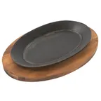 image of Concasse MCACCCOM02 Oval Cast Iron Fajita Skillet, 11‑2/5" x 7‑9/10" No‑Handle Sizzle Platter