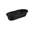 image of Concasse MCCETA090403N Oval Woven Plastic Basket, 9" x 4½" x 3¼" Black, Restaurant Servingware