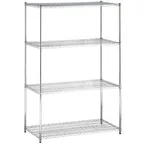 image of GSW USA WSC-1442 Wire Shelving Unit, Chrome Plated Finish, 42" Wide x 14" Deep Wire Shelf with Split Sleeves