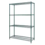 image of GSW USA WSE-1442 Wire Shelving Unit, 42" W x 14" D Green Epoxy Coated Wire Shelf with Split Sleeves