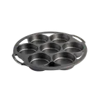 image of Lodge BW7MCP Cake Pan, 12" x 11-1/2" x 1-1/10", 7 3-3/10" Cakes, Iron, PFOA/PTFE Free, Made in USA
