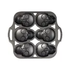 image of Lodge BWSKULL Mini Cake Pan, 12" x 11-1/2" x 1-1/10", 7 Skull Cake, Cast Iron, PFOA/PTFE Free
