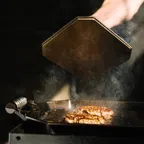 image of Lodge FP8-10001 Finex Grill Press, 8" Cast Iron, Pre-Seasoned, Octagonal Rectangular