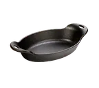 image of Lodge HM16OS Mini Server, 16 oz., 9-9/16"L x 5-3/8"W x 2-3/16"H Oval Cast Iron Au Gratin Dish