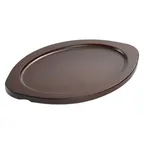 image of Winco CASG-10OUL Oval Sizzle Platter Underliner, Wood, 12¼" x 8½" x ¾" H, Contoured Handles