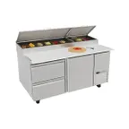 image of Asber APTP 67 D2 67" 2-Drawer Refrigerated Pizza Prep Table, 9 Pans