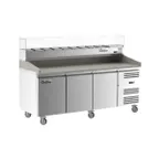 image of Coldline PDR-80-SG 80" Refrigerated Pizza Prep Table, 3 Doors, 9 Pans