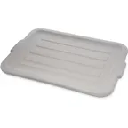 image of Carlisle 4401223 Comfort Curve Universal Bus Box Lid, 20" L x 15" W x 3/4" H, Gray Polypropylene, Contoured Snap-On Design, Dishwasher Safe, NSF