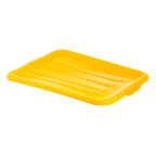 image of Carlisle N4401204 Comfort Curve™ Universal Lid Bus Box Cover, 20"L x 15"W x 1"H, Polypropylene, Yellow, NSF Certified