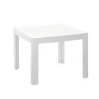 image of Grosfillex US089096 Outdoor Resin Low Table, 21.5"W x 21.5"D x 17"H, Glacier White UV-Resistant Square Top with Secure Leg Housing