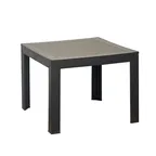 image of Grosfillex US089288 - Tucson Resin Low Table, 21.5" x 21.5" Square Top, 17" H, UV Resistant Volcanic Black Resin, Secure Leg Housing