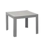 image of Grosfillex US089289 Outdoor Table, 21.5" Square UV Resin Top, 17"H Platinum Gray Resin Base with Molded Housing Legs