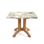 image of Grosfillex UT370815 Atlanta Outdoor Square Table, 32" x 32" x 28-2/5"H, Molded Melamine with Balcony Pedestal Base, Umbrella Hole, UV Resistant Resin, Textured Wood Grain Satin Finish