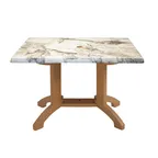 image of Grosfillex UT385815 Outdoor Table, 48"x32"x28-2/5"H Rectangle, Melamine Pedestal Base, Umbrella Hole, UV Resistant Resin, Textured Wood-Grain Satin Finish, Almeria, Made in France