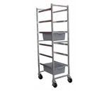 image of GSW USA AAR-0618 Restaurant Bus Cart, 18"W x 26"D x 70"H Aluminum Storage Rack with 6 x 15" x 20" Box Capacity, 5" Swivel Casters, ETL