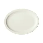 image of Winco BPO-115NR-AW Oval Platter, 11½" W x 9⅛" D x 1" H, Narrow Rim, White Porcelain - 1 Dozen