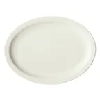image of Winco BPO-13NR-AW Oval Porcelain Platter, 13" x 10-1/8" x 1-1/8", American White, Narrow Rim - 1 Dozen