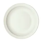 image of Winco BPR-95NR-AW China Plate, 9.5" Round Porcelain, Narrow Rim, American White - 1 Dozen