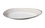 image of Yanco LE-313 Oval China Plate, 13.75" x 8.25" x 2.13", White and Brown, Dishwasher Safe - 1 Dozen