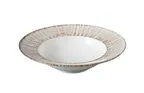 image of Yanco LE-408 Legna Soup Plate, 8.625" x 2" , 10 oz, White & Brown China, Dishwasher Safe - 1 Dozen