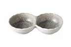 image of Yanco MI-506 - Gray Melamine Sauce Dish, 5"3/4 x 3" Two‑Divided, 2 oz - 1 Dozen